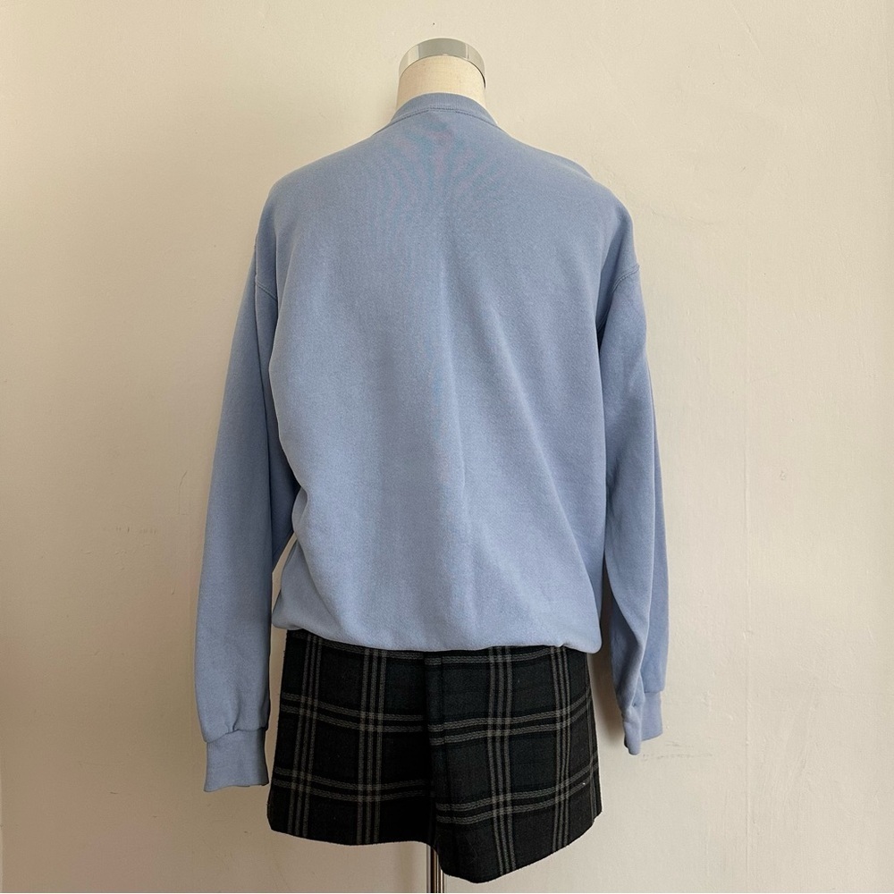 Vintage Sweatshirt Grandmacore 90s Crewneck Pullover Size M Blue Floral Birds - Picture 4 of 7